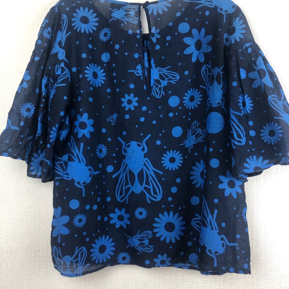 Karen Walker Runaway Flare 1/2 Sleeve Flies Floral - Picture 2 of 4